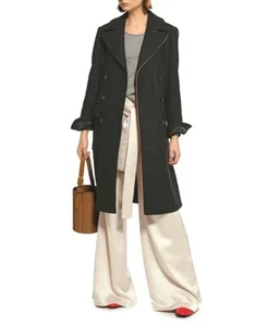 Tibi Damen dunkelgrau gefilzte Wolle zweireihig Mantel Medium neu mit Etikett $ 995 - Bild 1 von 11
