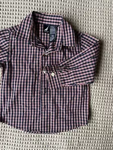 Camisa Nautica Niño Manga Larga Cuello Abotonado Cuadros Rojo Azul Talla 18m - Imagen 1 de 5