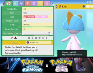 Pokémon Diamante Brillante/Perla Brillante RALTS Lv.1 Ultra Brillante 6IV Tímido - Imagen 1 de 3