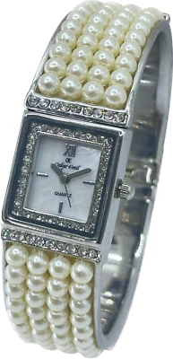 Oskar Emil BIARRITZ Elegante Relógio Feminino Decorado com Pérolas Pulseira de Aço Inoxidável - Imagem 1 de 4