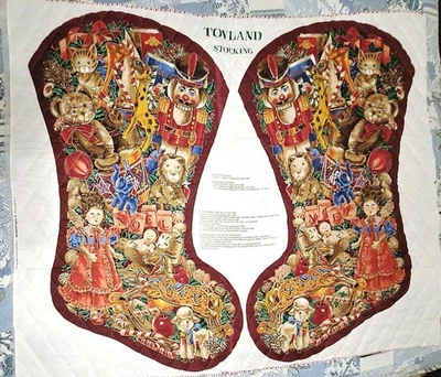 Vtg Cranston 36” JUMBO Toyland STOCKING Cut & Sew Fabric Panel Quilted Christmas - Image 1 of 3