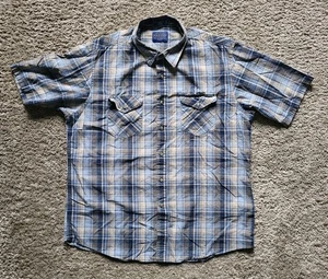 Pendleton Blue Plaid Short Sleeve Button Front Tracker Shirt Men's Size XL - Picture 1 of 5