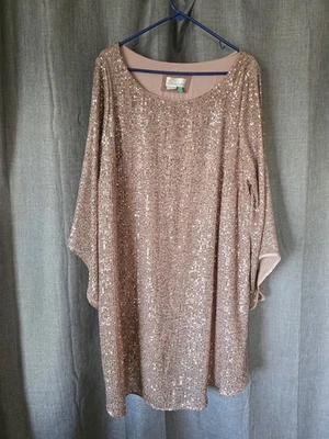 Anthropologie Starling блестки туника платье розовое золото 2 X вечеринки расклешенный рукав - Изображение 1 из 4