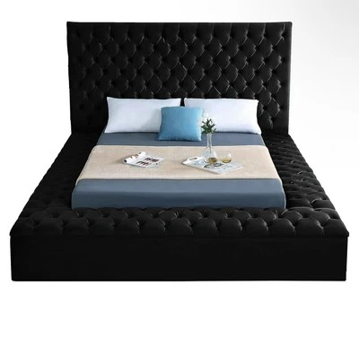 Johnnay Upholstered黑色大号厚底储物床 — 第 1/4 张图片