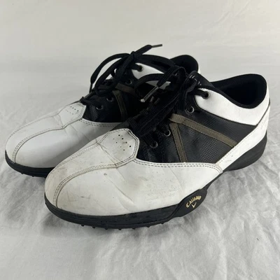 Callaway Men’s Chev Comfort Golf Shoes White/Black Leather Sz. 10.5 (M181-12) - Image 1 of 4
