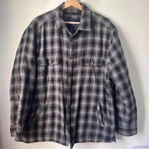 Basic Editions Men's Checkered Shirt Jacket - Black and Gray - Picture 1 of 6