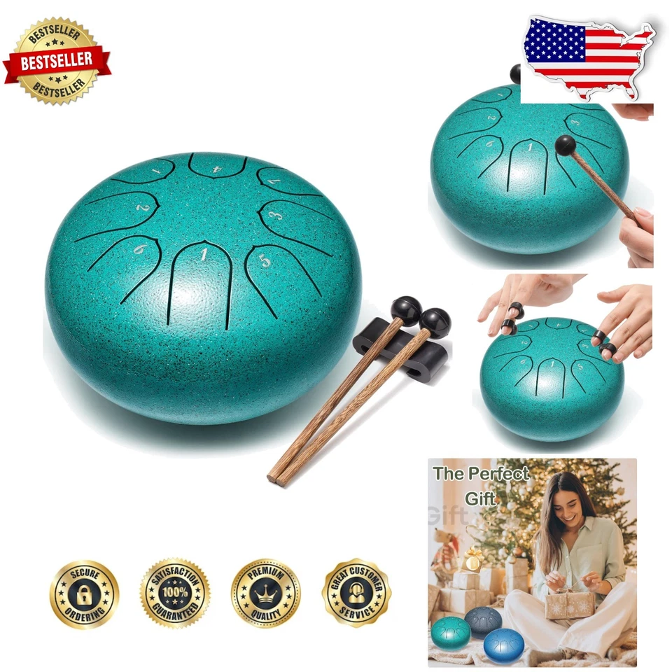 Steel Tongue Drum Instrument - 8 Notes 6 Inches C-key - Percussion Handpan Drums