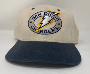 Vintage San Diego CHARGERS NEW ERA Snapback Hat Cap Made In USA Bolt Circle - Picture 1 of 6