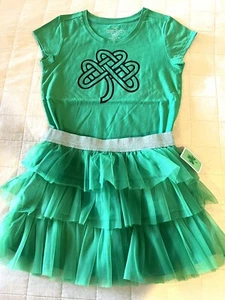 Irish Dress Up Tulle Skirt Shamrock Knot Tee Size XL 14-16 - Picture 1 of 4