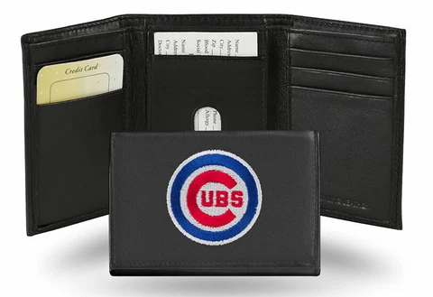 Chicago Cubs MLB Embroidered Leather Tri-fold Wallet Cover