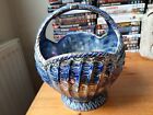 Royal Bradwell Blue Lustre Astoria Basket Bowl Ceramic 9 X 8 Inches