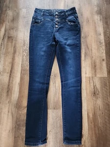 Delias Skinny Jeans Womens Juniors Size 3/4 High Rise Skylar Crop Button Fly  - Picture 1 of 7