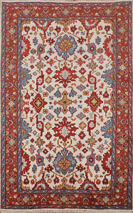 Ivory/ Rust Oushak Indian Wool Area Rug 4x6 Wool Hand-knotted Traditional Carpet