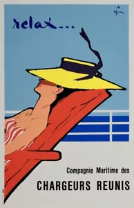 René Gruau , c.a.1980s - Relax - Original Vintage Poster Printed IN Offset - Picture 1 of 19