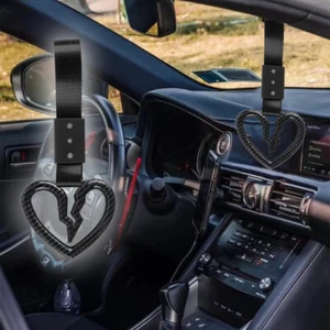 Carbon Sty S Broken Heart JDM Ring Tsurikawa Bus Car Handle Strap -BK Nylon X2 - Picture 1 of 7