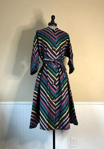 MAXAN Rainbow Ribbon Candy Striped Housecoat | Vintage 40’s Dress Coat Small NWT - Picture 1 of 16
