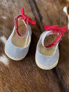Baby Gap Girls Nautical espadrille sandals Crib Bow Shoes Sz 6-12 Month