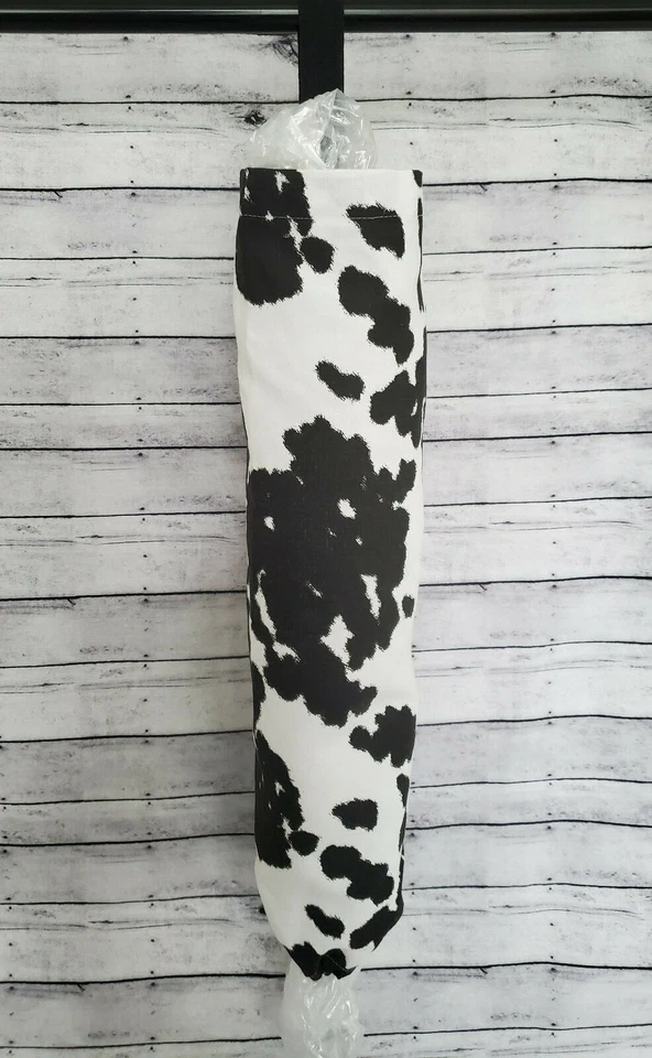 Porta Bolsa de Plástico Granja Negro Blanco Estampado de Vaca Tela de Algodón Hecho a Mano NUEVO Foto 1 de 1