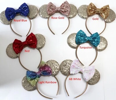 Lite Gold Minnie Ears, Lite Gold Mickey Mouse Ears, Lite Gold Disney HANDMADE - Image 1 of 4