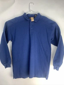 Men’s Long Sleeve Polo Shirt SMALL Eddie Bauer Outdoor Outfitter Vtg Blue Navy - Picture 1 of 5