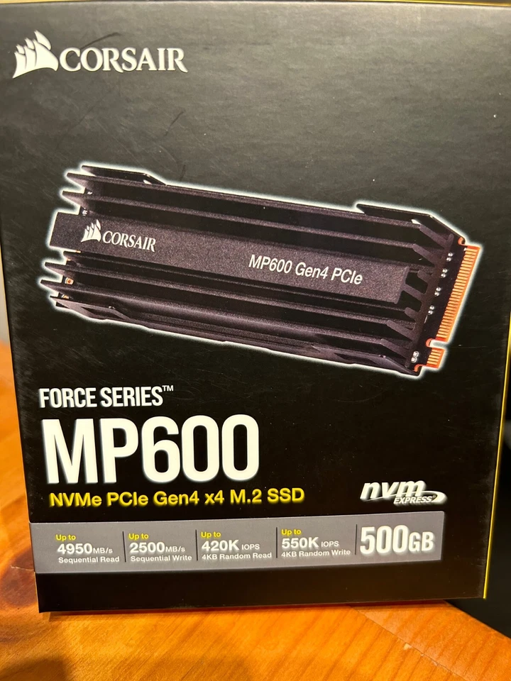 Corsair MP600 500GB NVME PCIE GEN4 x4 SSD FORCE SERIES NEW IN SEALED BOX. - Image 1 of 1