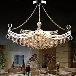 Modern K9 Crystal Chandelier Hanging Ship Pendant Lamps Ceiling Fixture Lighting - Picture 1 of 27