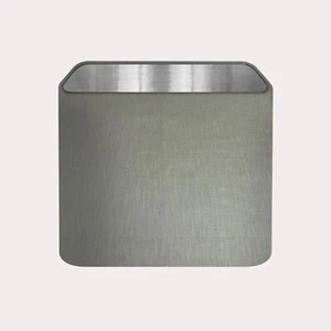Lampshade Sage Green Textured 100% Linen Brushed Gold Rounded Square - Picture 1 of 4