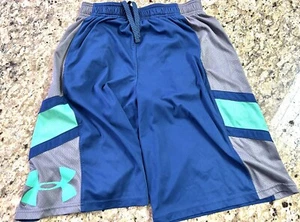 Under Armour Athletic Basketball Shorts Youth Boys Size Large Blue Green Logo - Picture 1 of 1