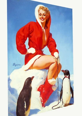 Arte Gil Elvgren, modelo pin up vintage, impresión póster lienzo pintura polo norte Foto 1 de 4