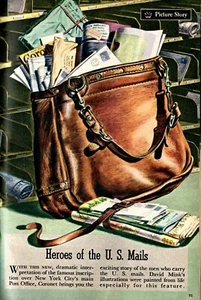U.S. POST OFFICE 1948 ARTWORK PICTORIAL * MAIL CARRIER HEROES SERVICE CREED - Picture 1 of 3