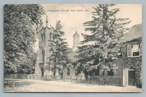 Presbyterianische Kirche NEW CASTLE Delaware ~ seltene antike Postkarte 1909 - Bild 1 von 2