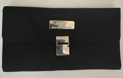 DKNY Donna Karan Black Signature Canvas wallet with silver snap. - Image 1 of 4