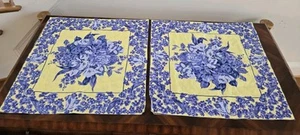 2 New April Cornell Provence Blue Yellow Floral Pillow Cushion Covers Cotton - Picture 1 of 6