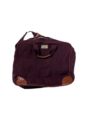 Bolsa de viagem Lands' End lona couro quadrado rigger Borgonha vintage 23" X 19" - Imagem 1 de 4