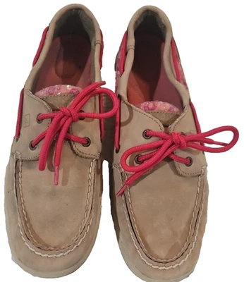 Zapatos de barco Sperry Top-Sider talla 10M Laguna recortados avena/beige coral/rosa sin cordones Foto 1 de 4