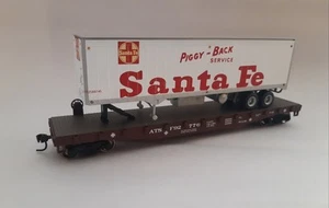 HO ATHEARN 72475 50' FLAT WITH 40' TRAILER SANTA FE ATSF 92776 - Picture 1 of 19