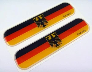 Germany German Flag Domed Decal Emblem Chrome Car Flexible Sticker 5" Set of 2 - Imagen 1 de 2