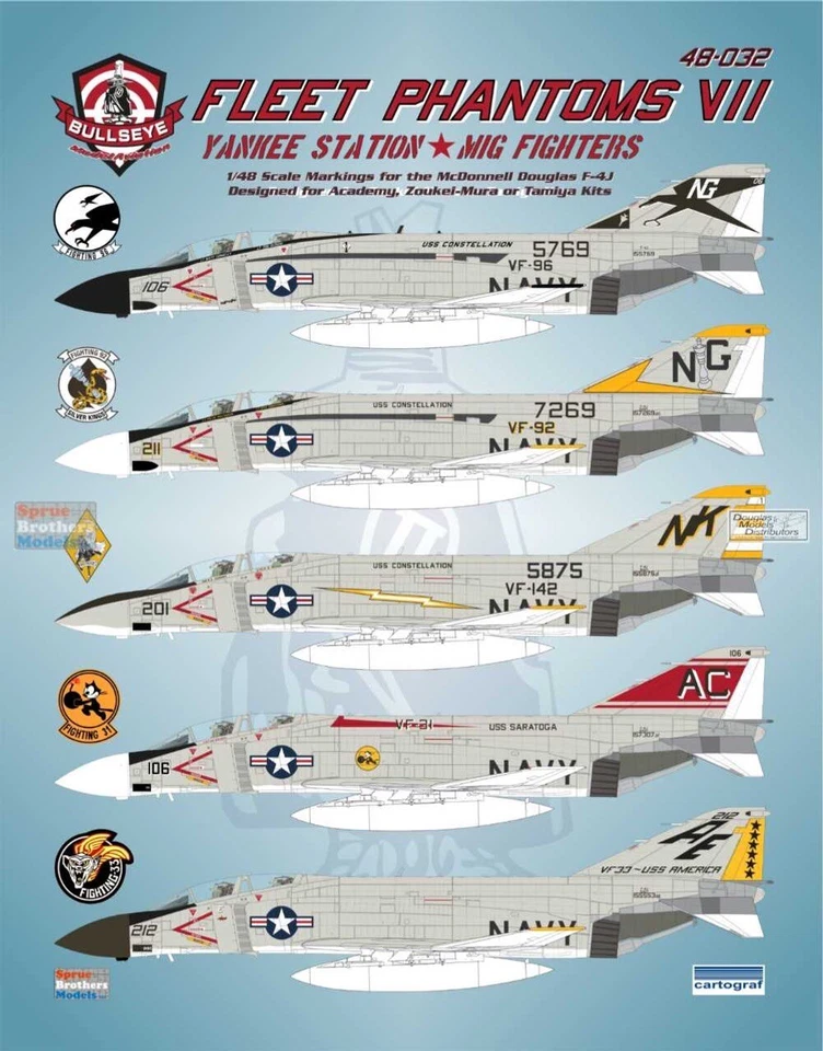 1/48 Bullseye Decals #48032 F-4J Phantom II ‘Yankee Station MiG Fighters’ - Image 1 of 1