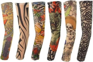 Mangas de brazo de tatuaje temporal Protección contra el calor solar, 6 Pack - Picture 1 of 7