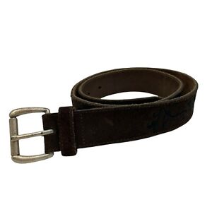 Gap Leather Belt Women's Size 32 Brown Leather w/ Black Inlay Metal Buckle 
