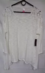 NO BOUNDARIES JUNIORS Women's White Cream NB 3/4 SLV CROCHET TOP ~ Size XXL - Picture 1 of 6