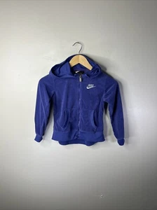 Y2K Nike Hoodie Kids Large 6 Purple Velour Velvet Full Zip Sweatshirt Unisex A97 - Picture 1 of 9