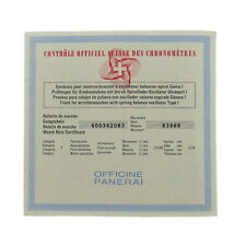 PANERAI 83968 CONTROLE OFFICIEL SUISSE DES CHRONOMETERS CERTIFICATE- FILLED OUT