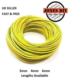 CUBIERTA DE TIERRA VERDE/AMARILLA PVC 3MM 4MM 6MM CABLE PROTECCIÓN ELÉCTRICA - Imagen 1 de 5