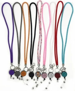Crystal Beaded Mesh Lanyard keychain with bling Retractable ID Badge Reel - Picture 1 of 29