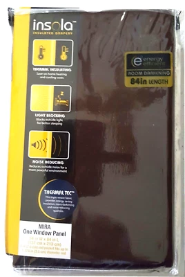 INSOLA Insulated Drapery Mira Chocolate Window Curtain Panel 54"x 84" - Image 1 of 2