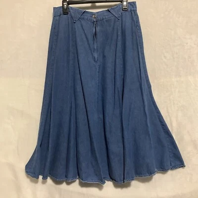 VTG Circle T Marilyn Lenox Denim Maxi Skirt USA Sz 17/18 Flare Western Retro 80s - Image 1 of 4