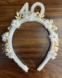 40th Birthday Beaded Headband - Picture 1 of 3