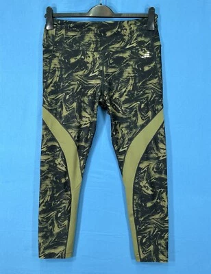 BCG Oliva/Negro MÁRMOL COLORBLOCK Tejido Elástico PULL-ON Recortado LEGGINGS ACTIVOS L Foto 1 de 4