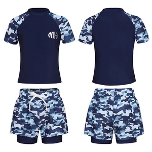 Kids Boy's Tracksuits Quick Dry Tops With Shorts Set Summer Swimsuit Beach Swim - Picture 1 of 20